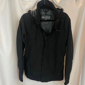 Eddie Bauer Men's Black Rainfoil packable Raincoat NWOT